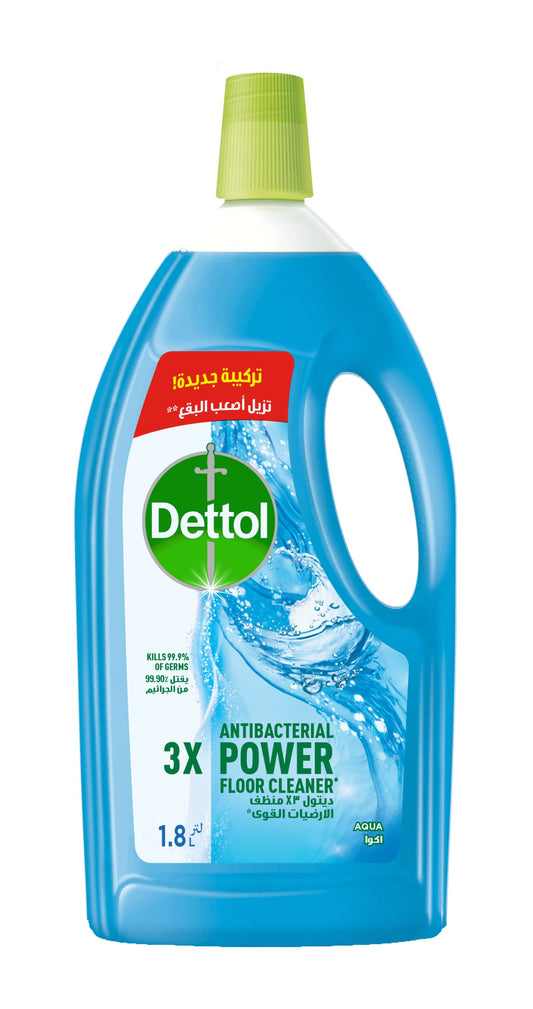 Dettol aqua antibacterial power floor cleaner with 3 times powerful cleaning (kills 99.9% of germs), 1.8l
