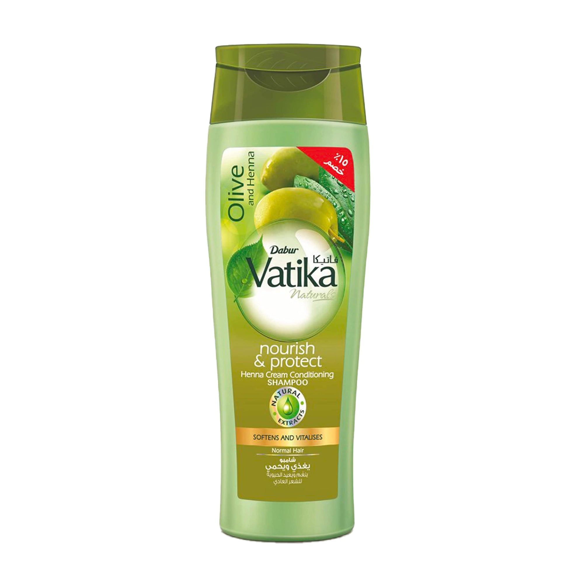 Vatika Naturals Nourish & Protect Shampoo (180mL) + 15% OFF | Olive & Henna Conditioning Cream | Softens and Revitalizes Hair | For Normal Hair