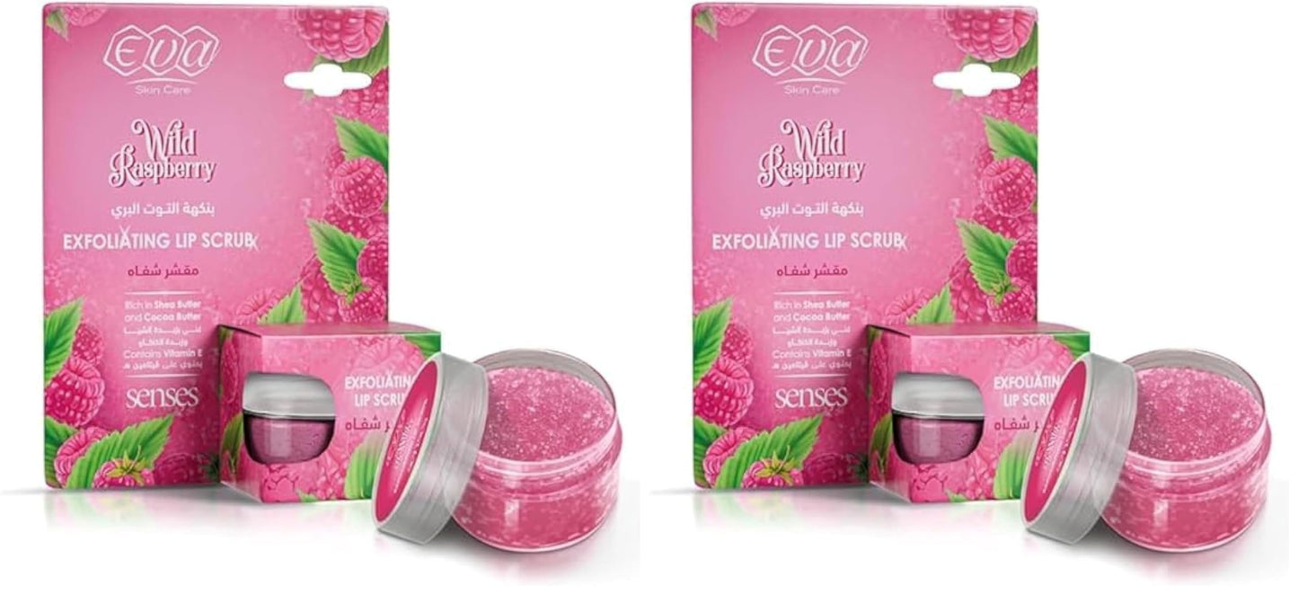 Eva Cosmetics Exfoliating Lip Scrub with Raspberry - 20grams (Pack of 2)