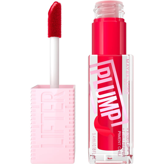 MAYBELLINE New York LIFTER PLUMP PLUMPING LIP GLOSS WITH CHILI PEPPER, INTENSE HYDRATION & LASTING PLUMP, 004 RED FLAG