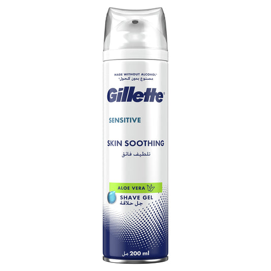 Gillette Gilette Sensitive Skin Soothing Aloe Vera Shave Gel 200 ml, Made Without Alcohol