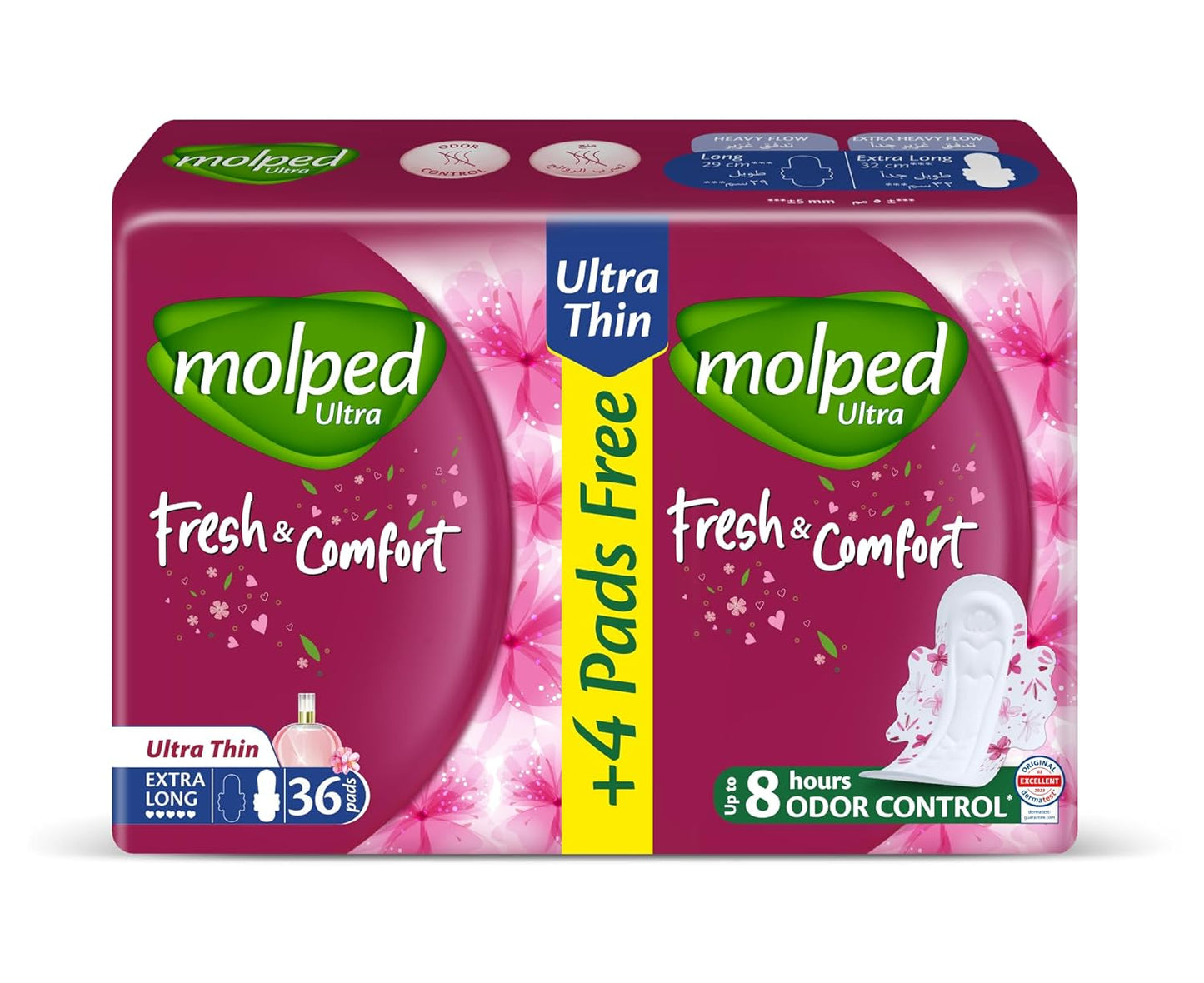 Molped Ultra - Fresh & Comfort - Family Pack - Extra Long- 36 Pads