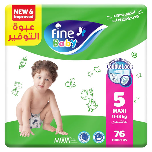 Fine Diapers, Size 5, Maxi, 11-18 kg, 76 Diaper