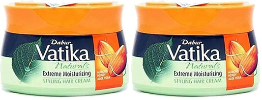 Vatika Naturals Extreme Moisturizing Style Hair Cream (65mL) + 10% OFF | Enriched with Spanish Almond Extracts | For Dry, Frizzy and Coarse Hair (Pack of 2)