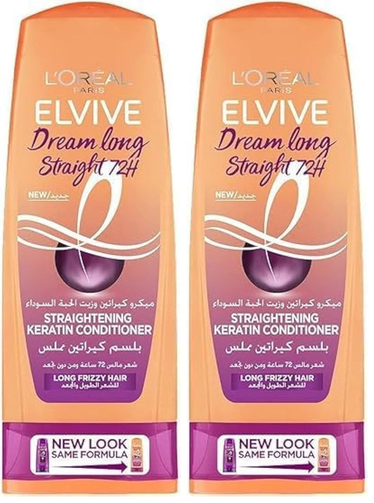L’Oréal Paris L'Oréal Paris Elvive Straightening Keratin Conditioner for Long and Frizzy Hair - 360 ml (Pack of 2)