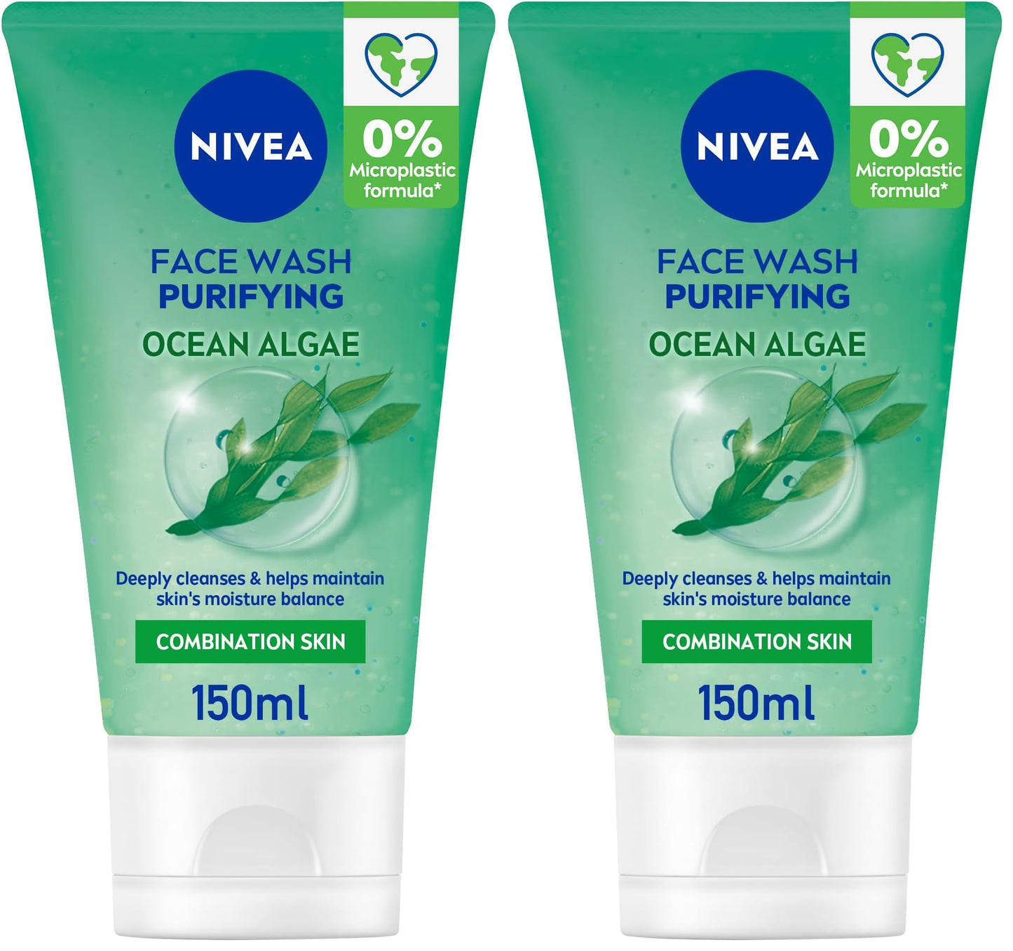 NIVEA Face Wash Cleanser, Purifying Cleansing, Combination Skin, 150ml (Pack of 2)