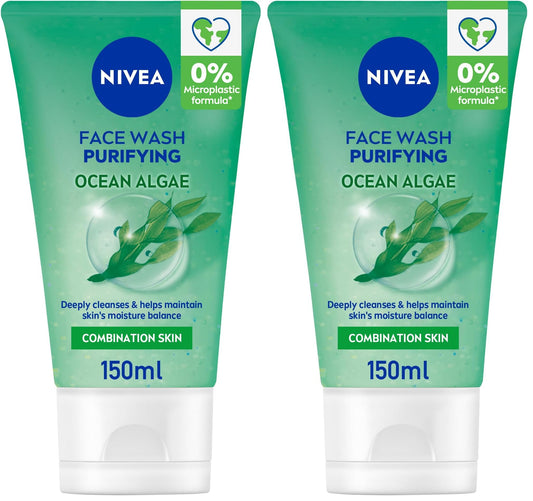NIVEA Face Wash Cleanser, Purifying Cleansing, Combination Skin, 150ml (Pack of 2)