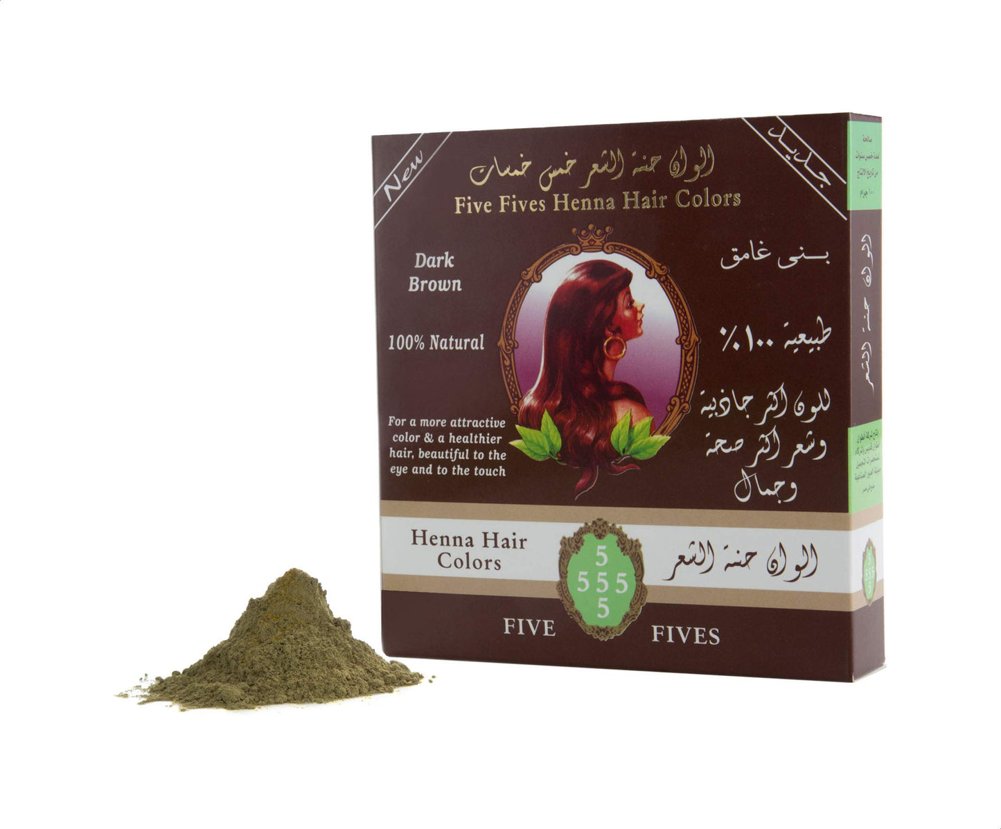 Five Fives Natural Henna Hair Color, Dark Brown - 100 gm