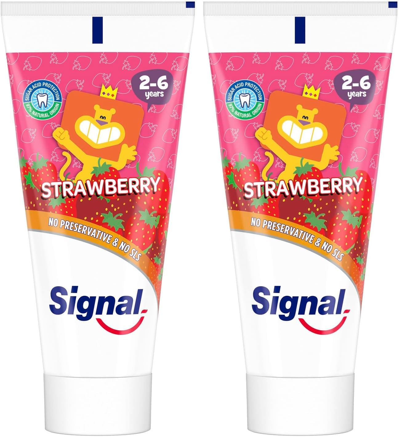 Signal Kids Toothpaste, Strawberry, prevents tooth decay & tooth cavity, 50ml (Pack of 2)