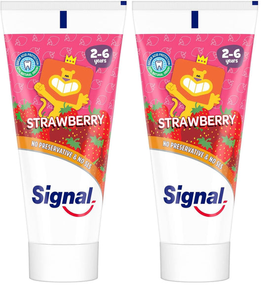 Signal Kids Toothpaste, Strawberry, prevents tooth decay & tooth cavity, 50ml (Pack of 2)