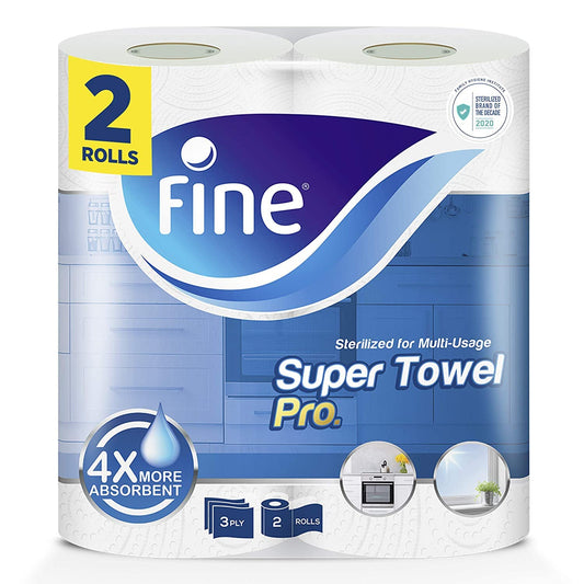 Fine Kitchen Tissue Paper Super Towel Pro, 3 Ply 2 Rolls