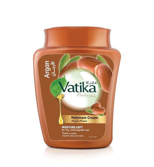 Vatika Naturals Moisture Soft Hammam Cream (225g) | Natural Extracts of Argan | Promotes Volume and Thick Hair Nourishment | For Men & Women