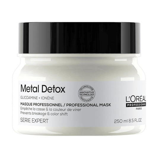 L’Oréal Professionnel | Metal Detox Mask | For Soft & Shiny looking hair | For Colored, Damaged & All Hair Types | Hard Water-Resistant | With Glicoamine | SERIE EXPERT | 250ml
