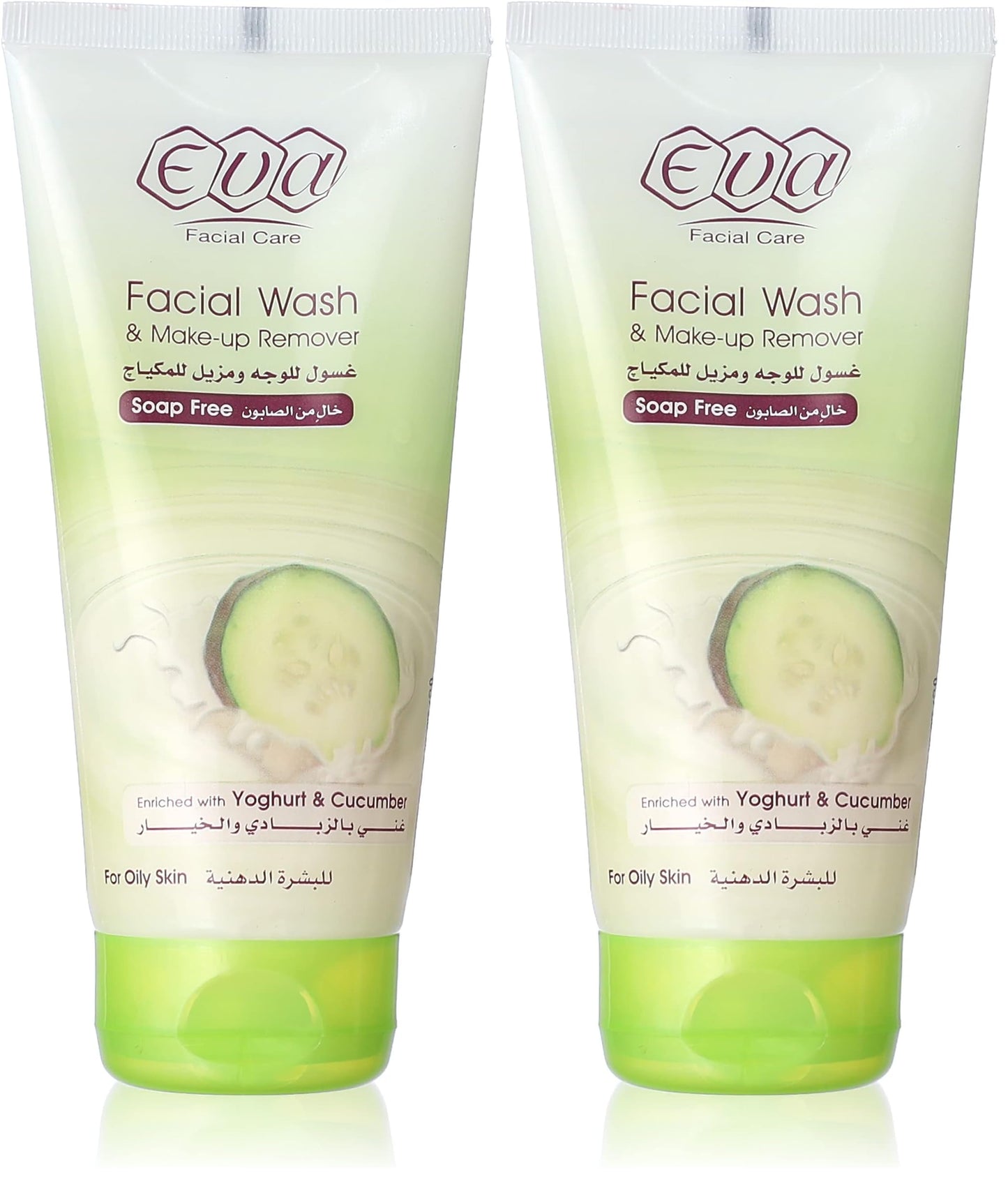 Eva Skin Care - Face Wash and Makeup Remover, with Yogurt and Cucumber, 150ml (Pack of 2)