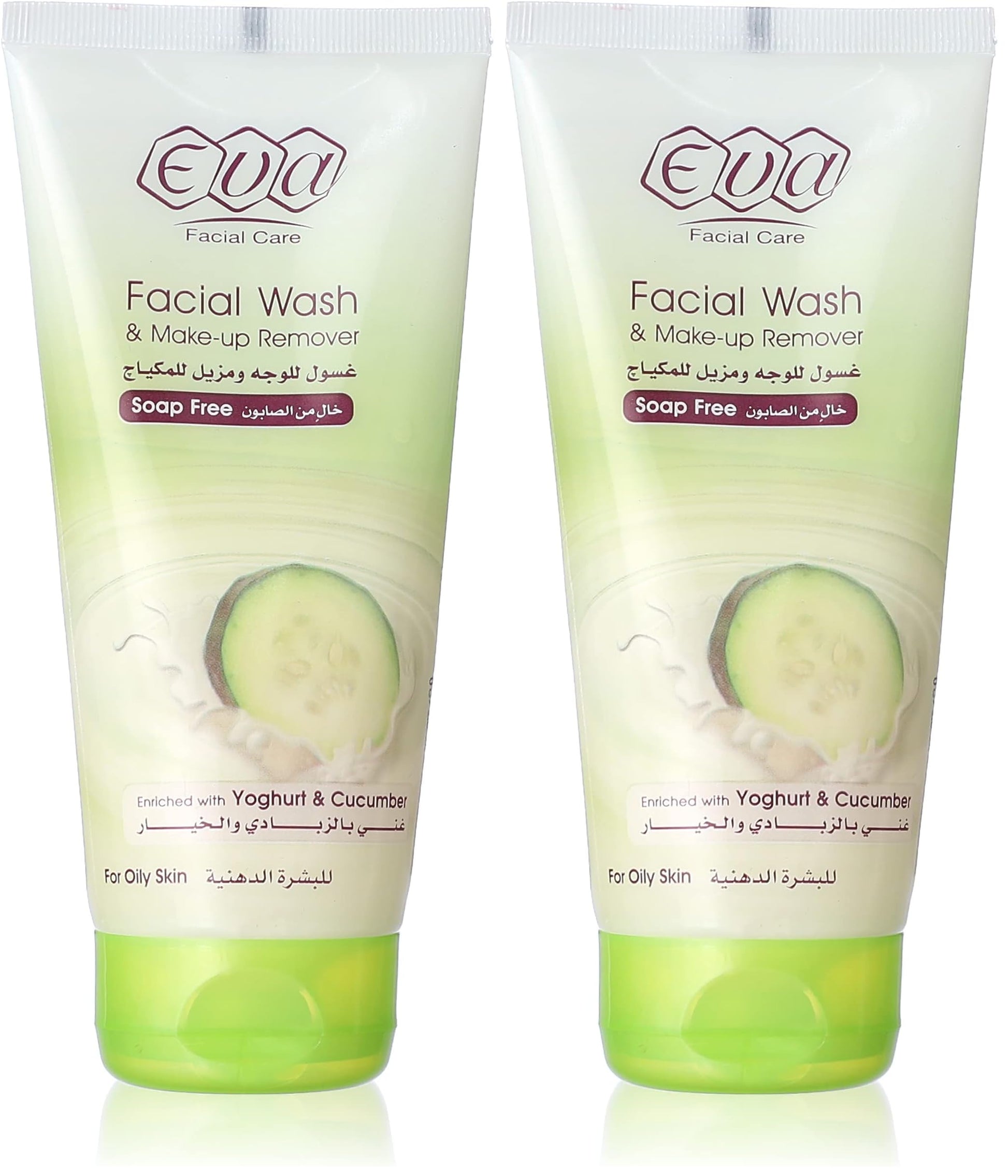 Eva Skin Care - Face Wash and Makeup Remover, with Yogurt and Cucumber, 150ml (Pack of 2)