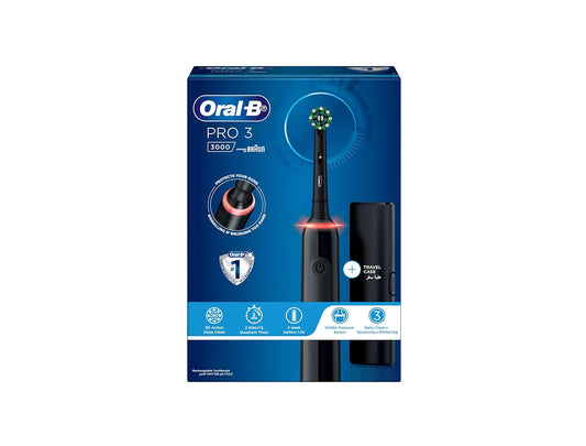Oral-B Pro Clean 3 3000 Electric Toothbrush with Travel Case, Black Color, Rechargeable, with Built-in Timer