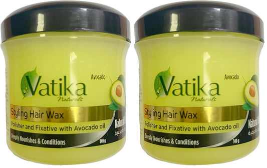 Vatika Naturals Hair Styling Wax (140g) | Polisher & Fixative with Avocado Oil | Deeply Nourishes and Conditions Hair | Promotes Shiny and Wet Look (Pack of 2)