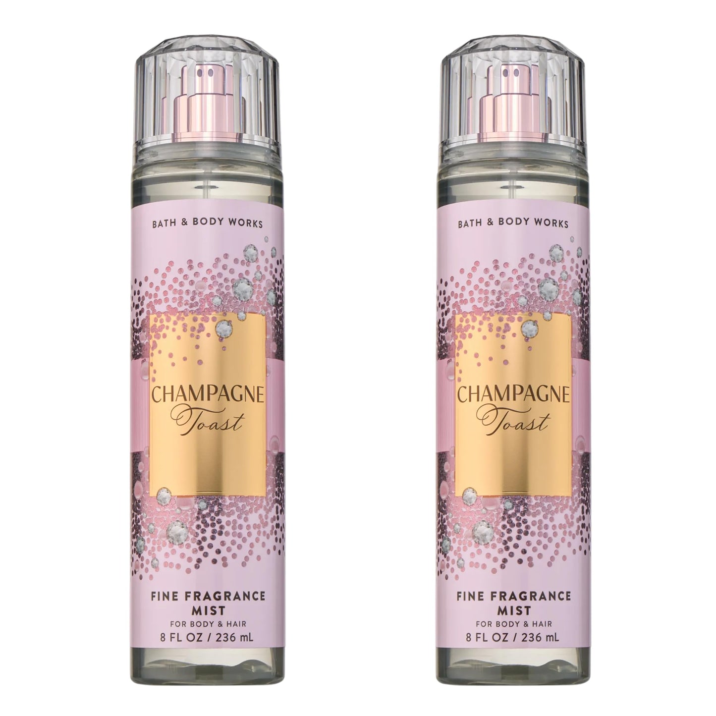 Bath & Body Works Bath and Body Works CHAMPAGNE TOAST Fine Fragrance Mist - NEW LOOKS 2022 - PACK OF 2 (FULL SIZE MIST 8FL OZ / 236 ML)