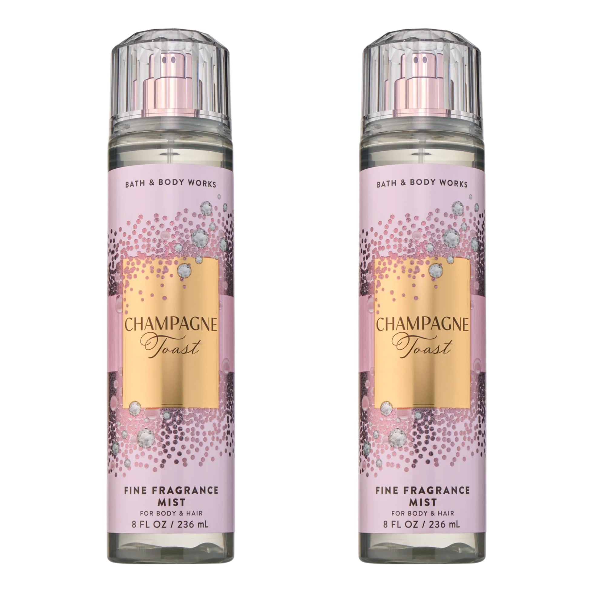 Bath & Body Works Bath and Body Works CHAMPAGNE TOAST Fine Fragrance Mist - NEW LOOKS 2022 - PACK OF 2 (FULL SIZE MIST 8FL OZ / 236 ML)