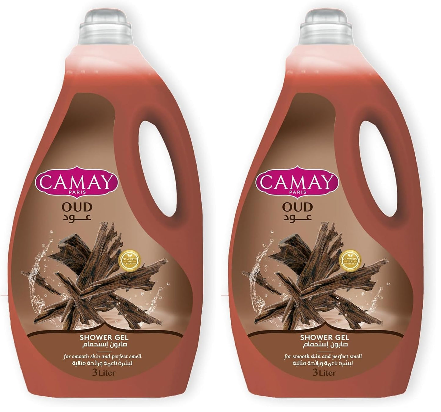 CAMAY Shower Gel Oud with Glycerine for softer & fragranced skin, 3L (Pack of 2)