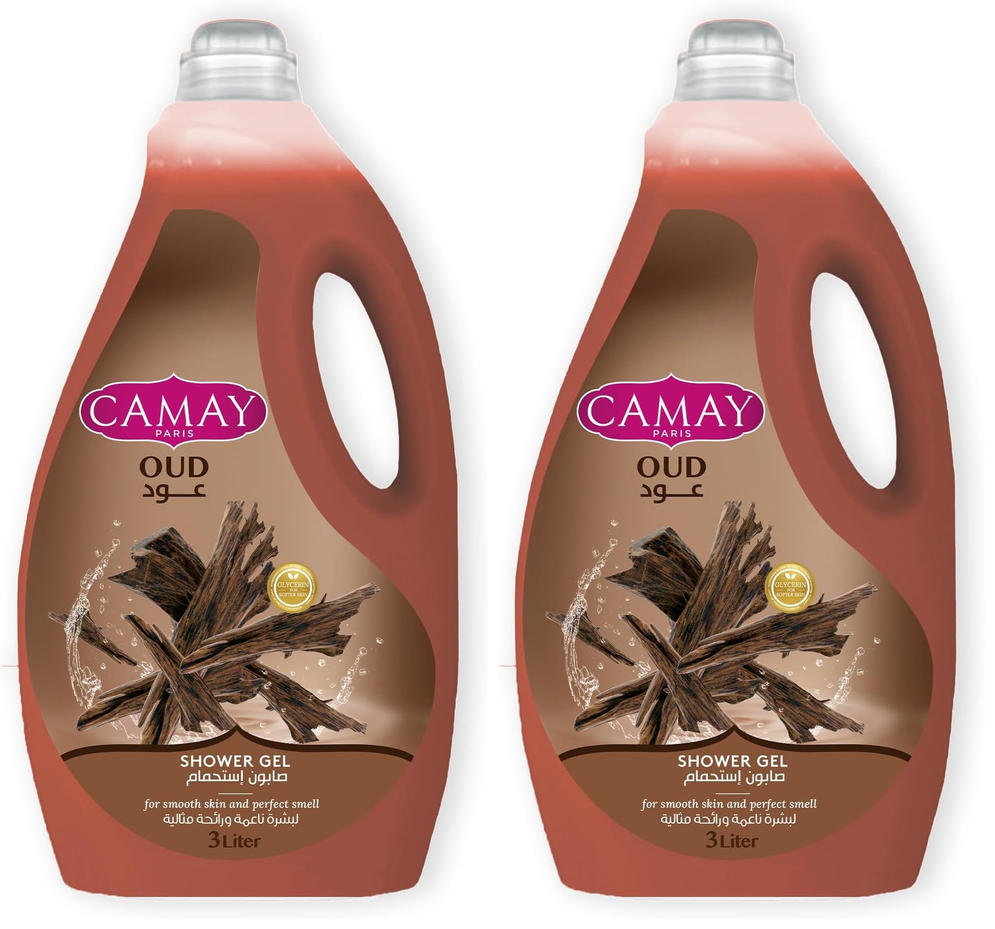 CAMAY Shower Gel Oud with Glycerine for softer & fragranced skin, 3L (Pack of 2)