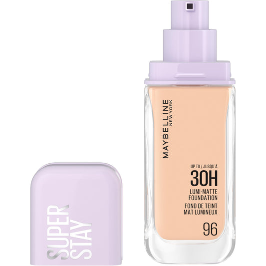 Maybelline New York Super Stay up to 30H Lumi-Matte Foundation, Medium-Full Coverage, Vegan Formula*, Amino Acids, Niacinamide, Vitamin E - Shade 96