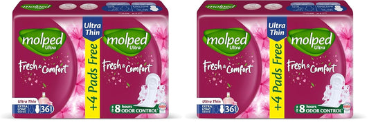 Molped Ultra - Fresh & Comfort - Family Pack - Extra Long- 36 Pads (Pack of 2)