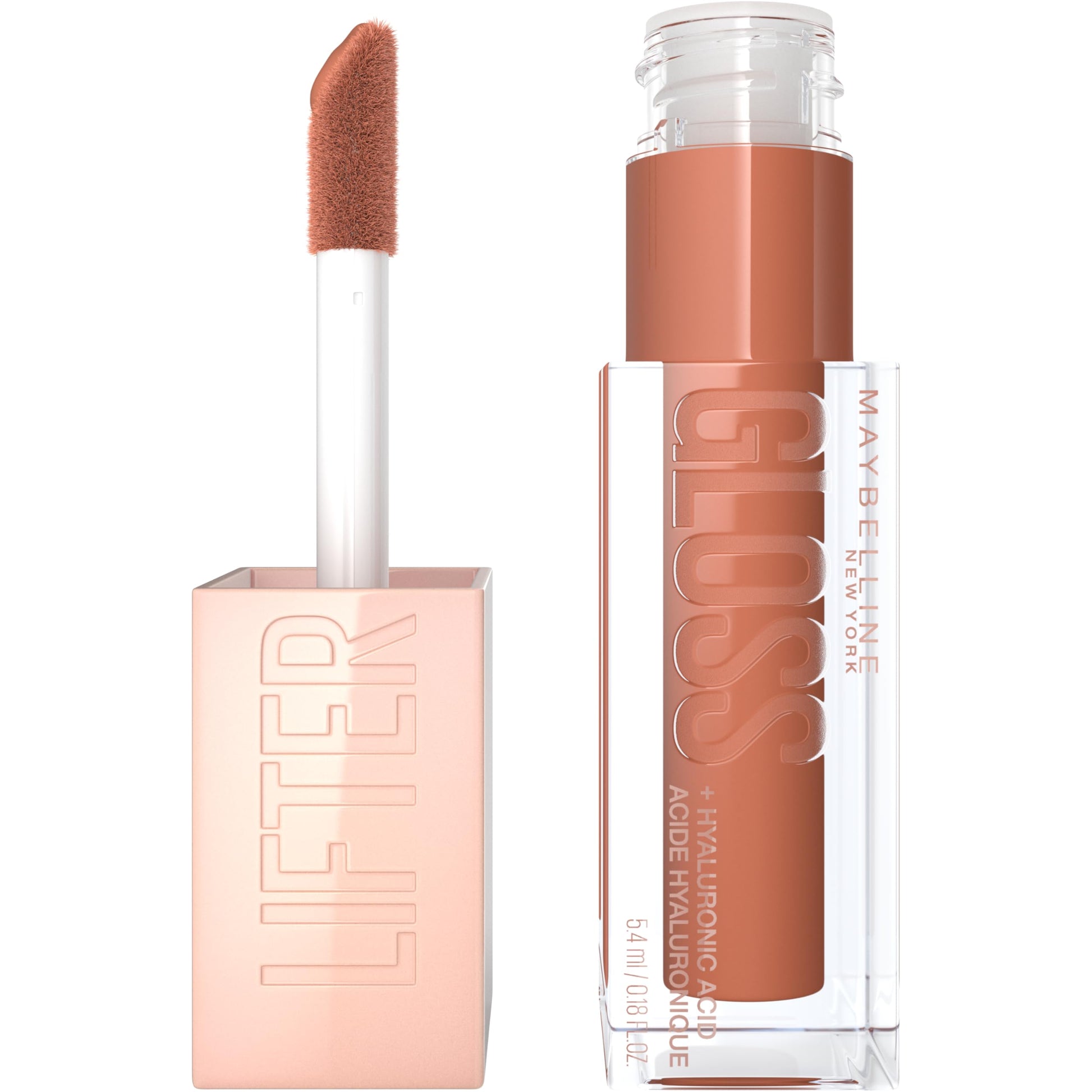 MAYBELLINE New York LIFTER GLOSS WITH HYALURONIC ACID, HYDRATING LIP GLOSS, HIGH SHINE, MOISTURIZING, 027 -TOFFEE