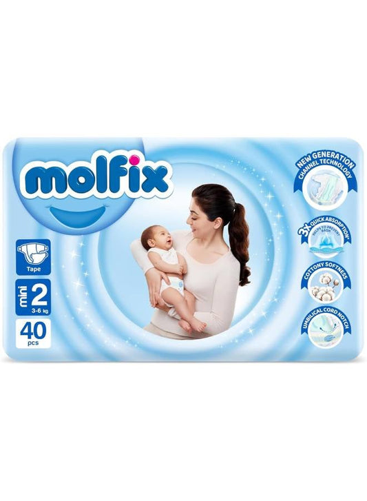 Molfix Baby Diapers - Twin Pack - Mini Size 2 - 40 Pieces