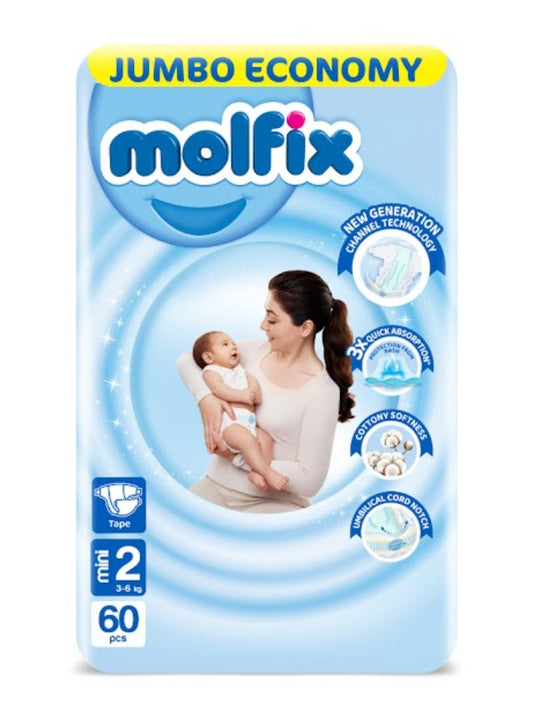 Molfix Baby Diapers - Jumbo Pack - Mini Size 2 - 60 Pieces