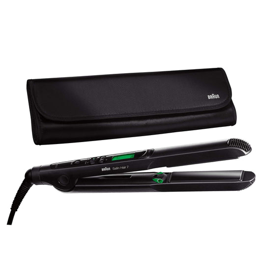 Braun Satin Hair 7 Hair Straightener with Iontec Technology and Heat Resistant Travel Pouch – International Warranty – ST730