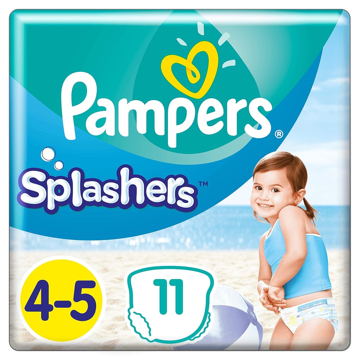 Pampers Splashers size 4-5, 11 disposable swim diapers, for safe protection in the water