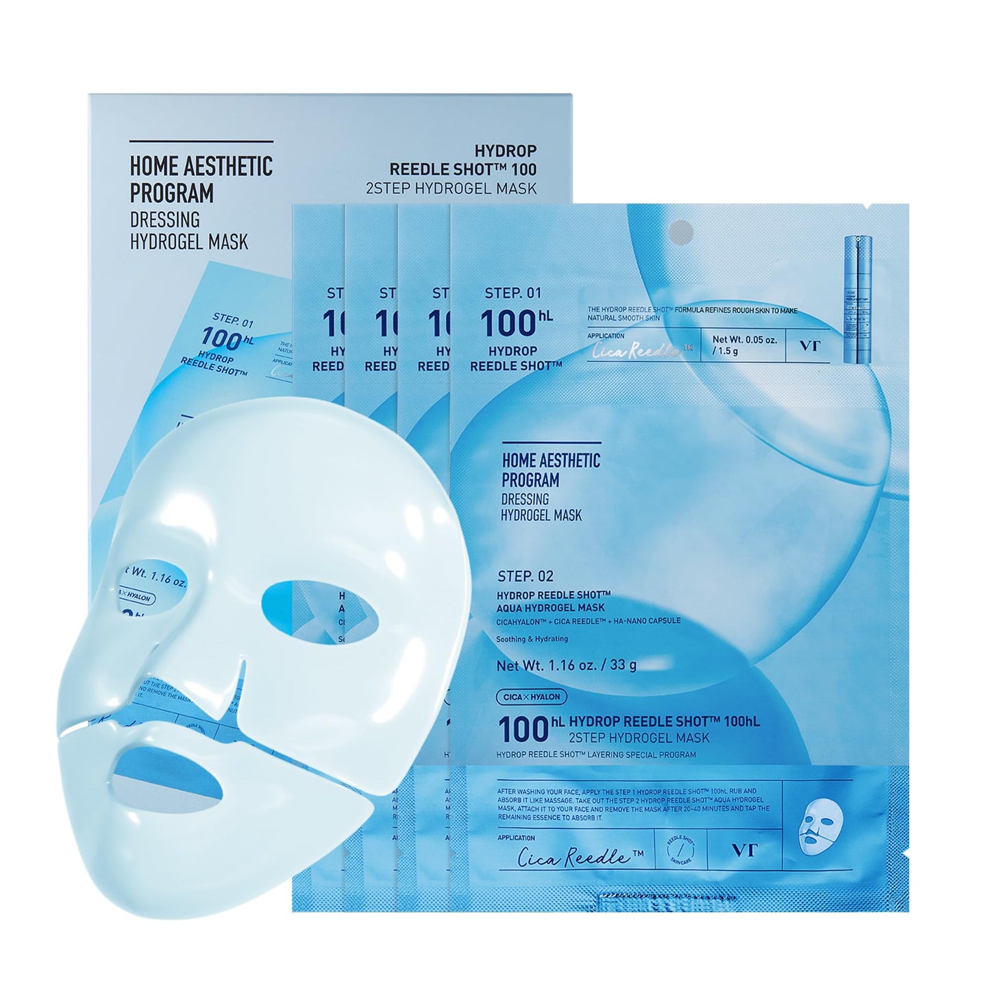 VT COSMETICS Hydrop Reedle Shot 100hl 2step Hydrogel Mask 4pcs