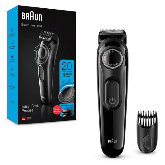 Braun Beard trimmer BT3222 With Precision dial and 1 Comb, 20 Length Settings, Black