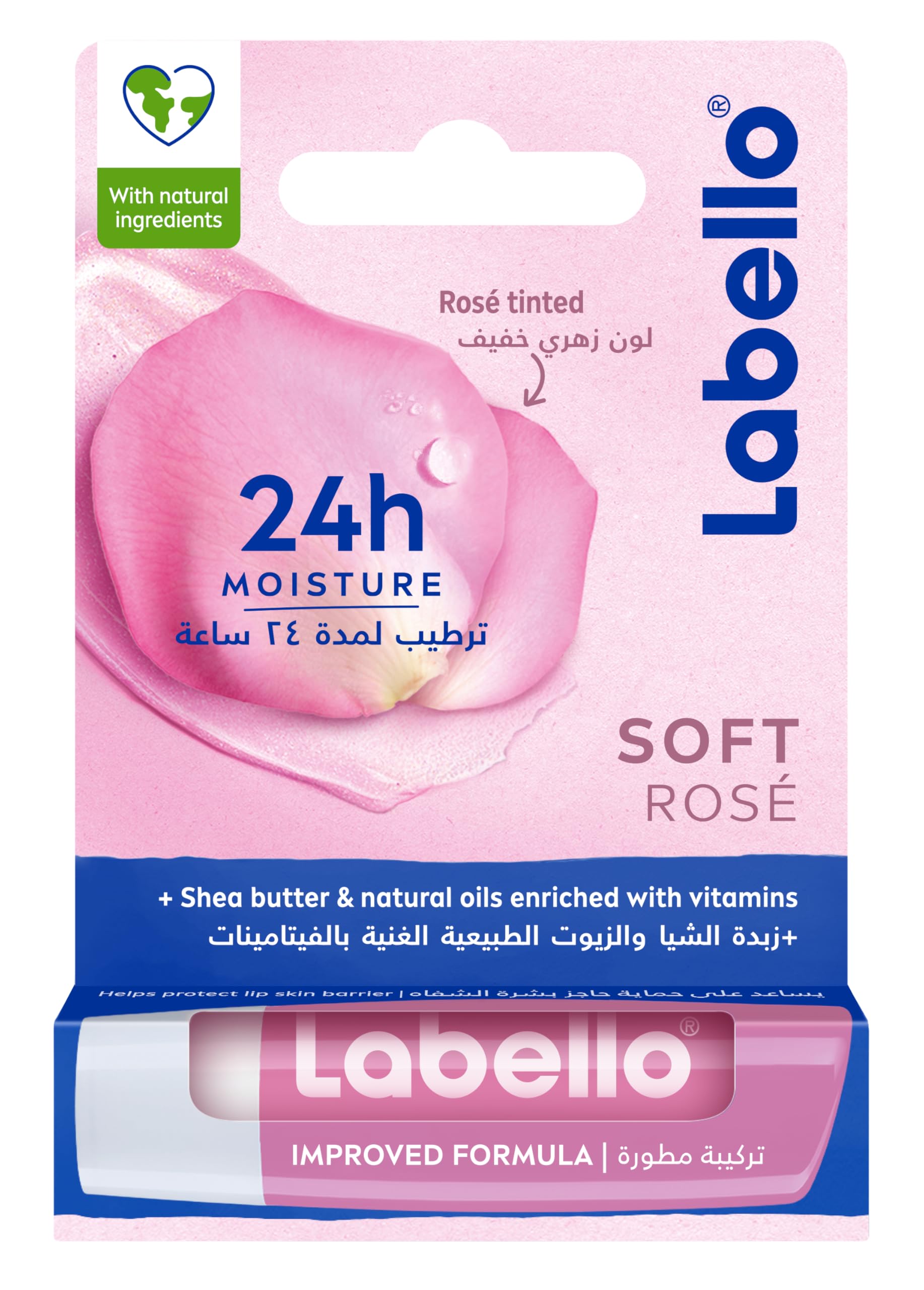 Labello lip balm, moisturising lip care, soft rose, 4.8g