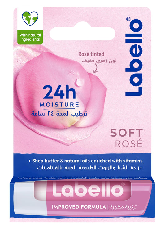 Labello lip balm, moisturising lip care, soft rose, 4.8g