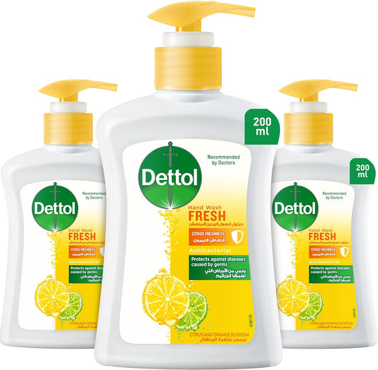 Dettol Fresh Citrus and Orange Blossom Fragrance Antibacterial Liquid Handwash 200 ml, 3-Pieces