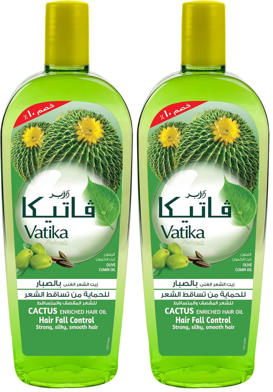 Vatika Naturals Cactus Anti-Hair Fall Oil (45mL) | Natural Extracts of Cactus, Olive and Cumin | Promotes Strong and Smooth Hair | Suitable for All Hair Types (Pack of 2)