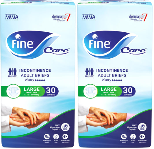 Fine Care Incontinence Adult Diapers breifs, Large Size,Waist 110-156 cm, Count 30 (Pack of 2)