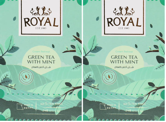 Royal Herbs green tea with mint,12 bags (Pack of 2)