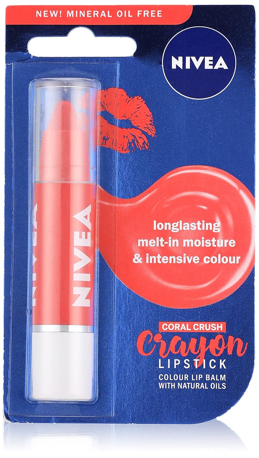 NIVEA coral crush crayon long lasting moisture lip balm with natural oils 3g