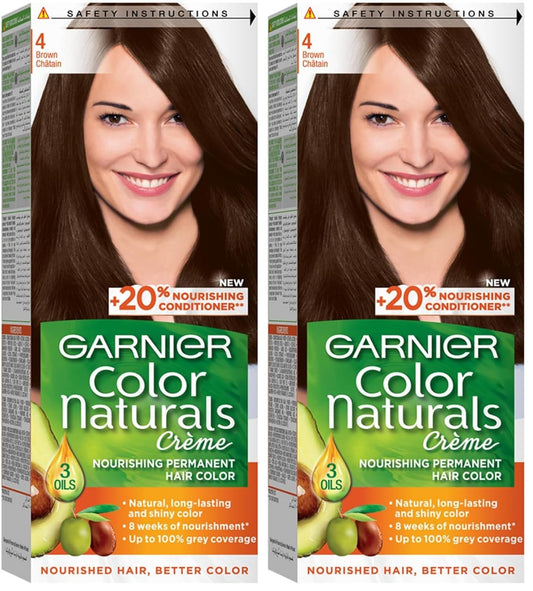 Garnier Color Naturals Permanent Crème Hair Color - 4 Brown (Pack of 2)