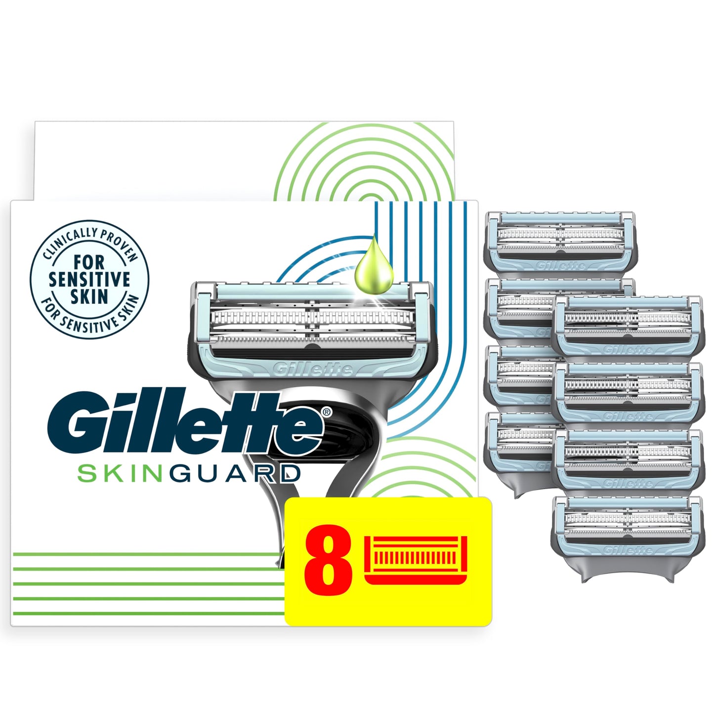 Gillette SkinGuard Men's Razor Blades, 8 Blade Refills