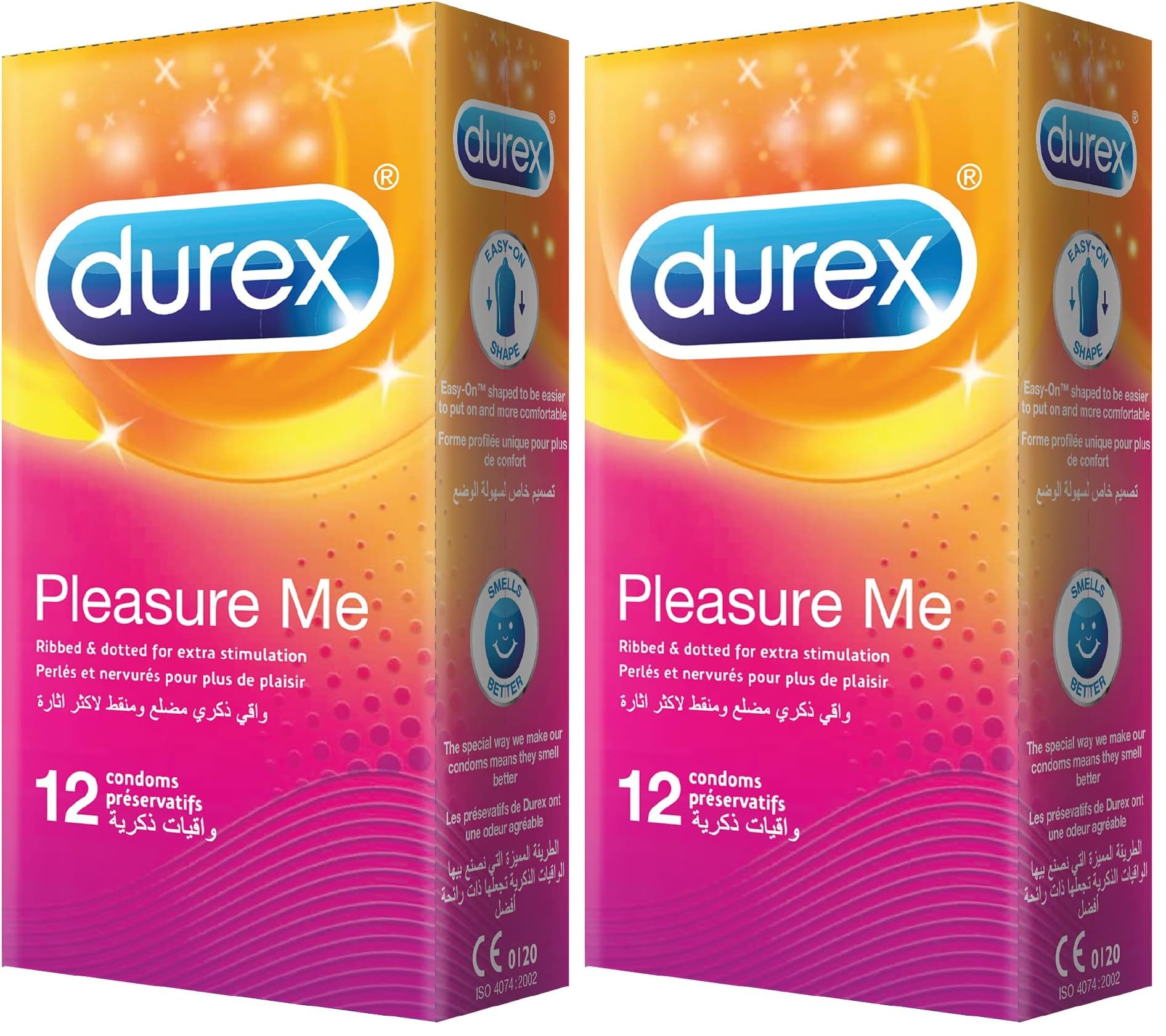 Durex pleasure me condom, easy on, ribbed and dotted for extra stimulation - 12 pieces (pack of one) (Pack of 2)