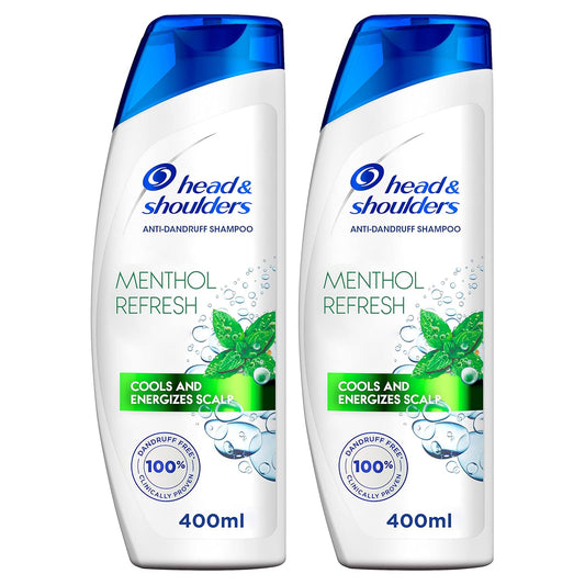 Head & Shoulders Menthol Refresh Anti-Dandruff Shampoo for Itchy Scalp, 2 x 400ml