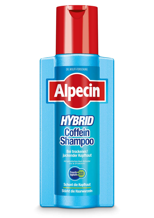Alpecin Hybrid Shampoo 250ml | Natural Hair Growth Shampoo for Sensitive and Dry Scalps | Energizer for Strong Hair | Hair Care for Men Made in Germany