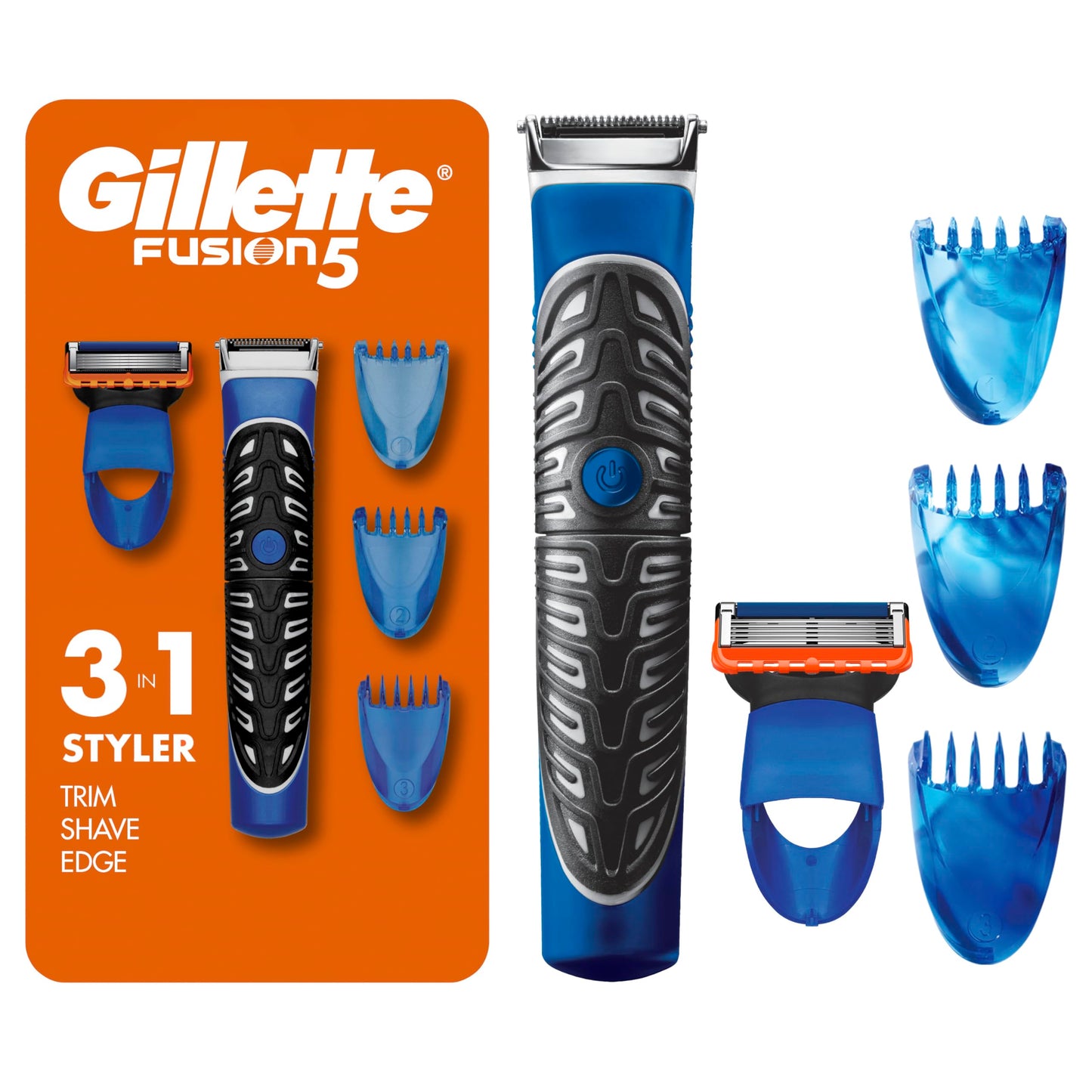 Gillette Styler, 1 Beard Trimmer for Men with 1 ProGlide Razor Blade Refill, 1 Battery, 3 Comb Attachments, Waterproof