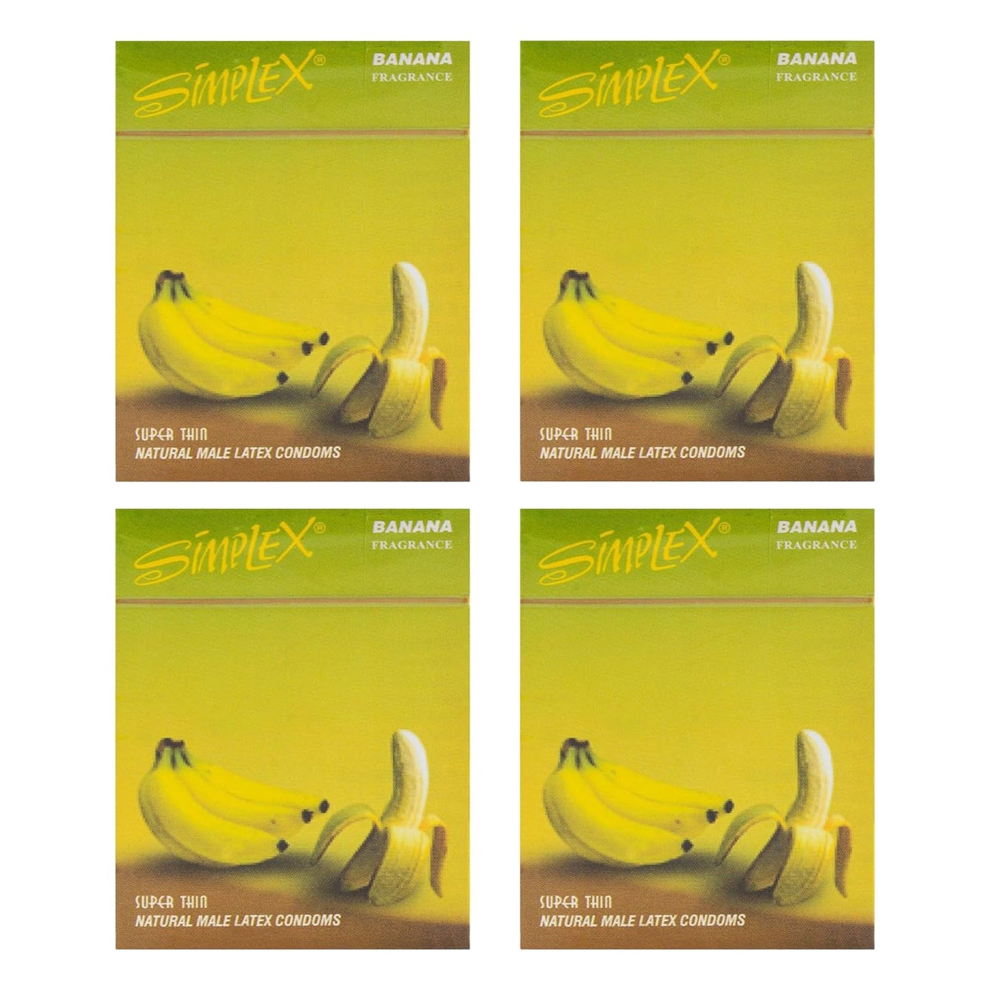 Simplex Banana Fragrance Super Thin Natural Male Latex 4 Pack - 3 condoms