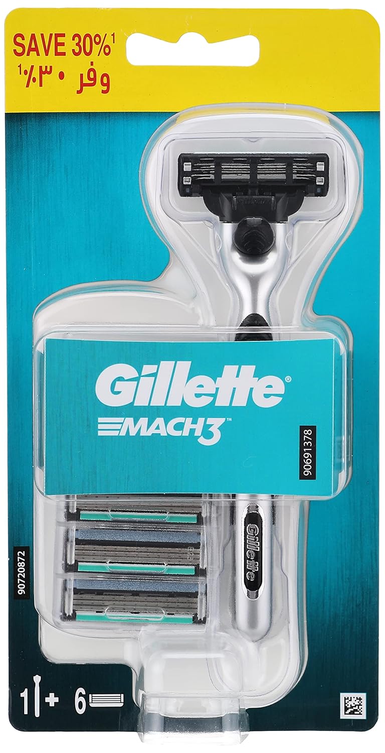 Gillette Mach3 Razor with 6 Blade Refills for Men