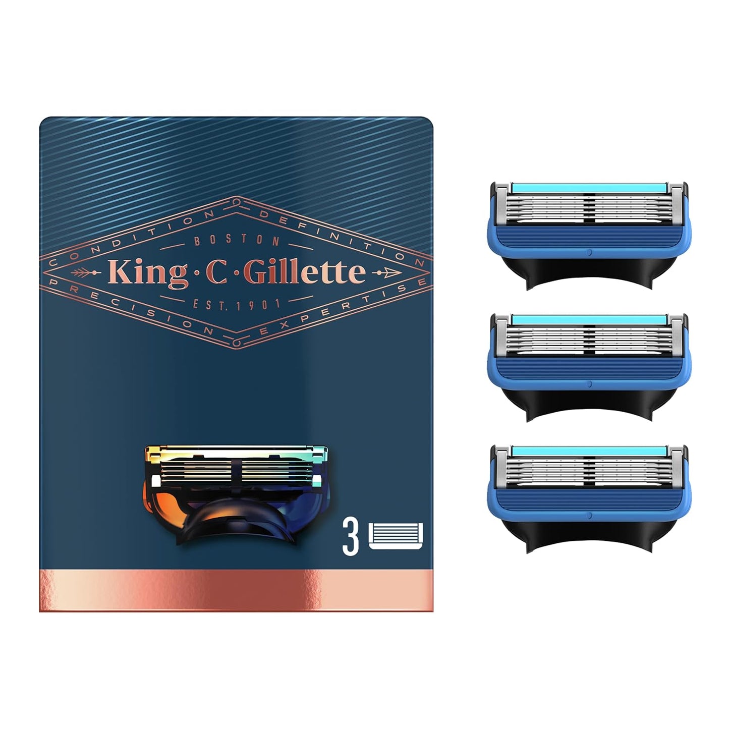 King C. Gillette Shave & Edging Razor Blades for Men, Pack of 3 Refills, with Built-in Single Blade Precision Trimmer